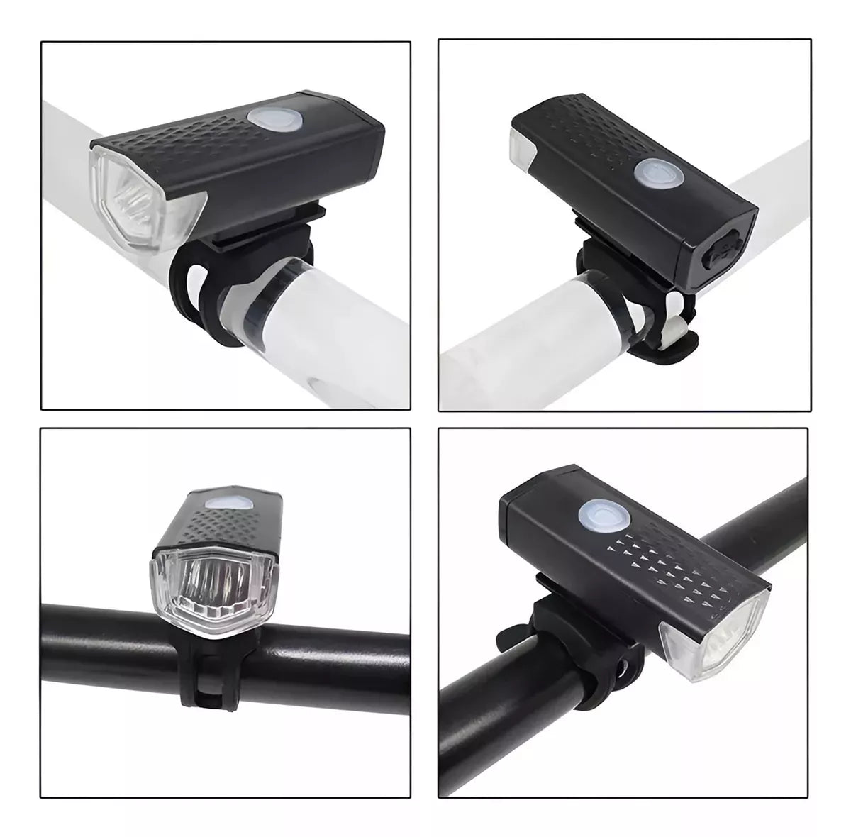 Luz LED delantera recargable para bicicleta.